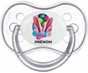 Oeuf de Pâques design-13 avec prénom : Transparente classique Tétine embout anatomique