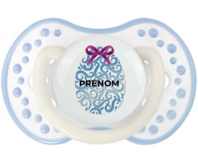 Oeuf de Pâques design-14 avec prénom : Blanc-cyan classique Tétine embout Lovi Dynamic