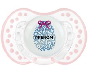 Oeuf de Pâques design-14 avec prénom : Retro-blanc-rose-tendre classique Tétine embout Lovi Dynamic