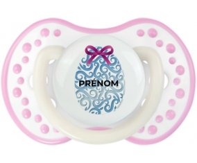 Oeuf de Pâques design-14 avec prénom : Blanc-rose phosphorescente Tétine embout Lovi Dynamic