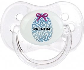 Oeuf de Pâques design-14 avec prénom : Transparent classique Tétine embout cerise