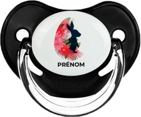 Oeuf de Pâques design-15 avec prénom : Noir classique Tétine embout physiologique