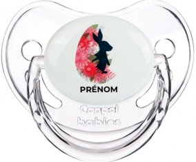 Oeuf de Pâques design-15 avec prénom : Transparent classique Tétine embout physiologique