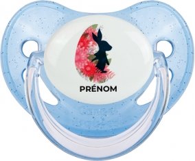 Oeuf de Pâques design-15 avec prénom : Bleue à paillette Tétine embout physiologique