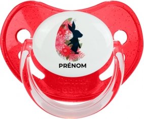 Oeuf de Pâques design-15 avec prénom : Rouge à paillette Tétine embout physiologique