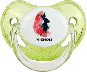 Oeuf de Pâques design-15 avec prénom : Vert à paillette Tétine embout physiologique