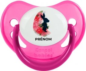 Oeuf de Pâques design-15 avec prénom : Rose phosphorescente Tétine embout physiologique