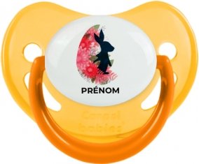 Oeuf de Pâques design-15 avec prénom : Jaune phosphorescente Tétine embout physiologique