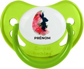 Oeuf de Pâques design-15 avec prénom : Vert phosphorescente Tétine embout physiologique