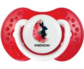 Oeuf de Pâques design-15 avec prénom : Blanc-rouge classique Tétine embout Lovi Dynamic