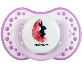 Oeuf de Pâques design-15 avec prénom : Blanc-mauve classique Tétine embout Lovi Dynamic