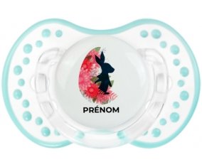 Oeuf de Pâques design-15 avec prénom : Retro-blanc-lagon classique Tétine embout Lovi Dynamic