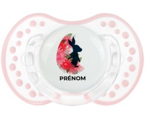 Oeuf de Pâques design-15 avec prénom : Retro-blanc-rose-tendre classique Tétine embout Lovi Dynamic