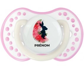Oeuf de Pâques design-15 avec prénom : Blanc-rose phosphorescente Tétine embout Lovi Dynamic