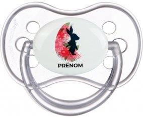 Oeuf de Pâques design-15 avec prénom : Transparente classique Tétine embout anatomique