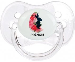 Oeuf de Pâques design-15 avec prénom : Transparent classique Tétine embout cerise