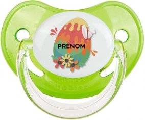 Oeuf de Pâques design-16 avec prénom : Vert classique Tétine embout physiologique