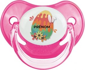 Oeuf de Pâques design-16 avec prénom : Rose classique Tétine embout physiologique