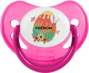 Oeuf de Pâques design-16 avec prénom : Rose phosphorescente Tétine embout physiologique