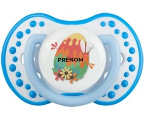 Oeuf de Pâques design-16 avec prénom : Blanc-bleu phosphorescente Tétine embout Lovi Dynamic
