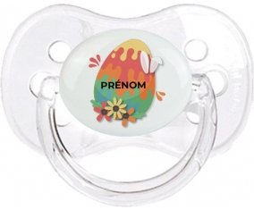 Oeuf de Pâques design-16 avec prénom : Transparent classique Tétine embout cerise