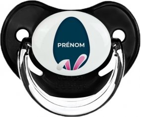 Oeuf de Pâques design-17 avec prénom : Noir classique Tétine embout physiologique
