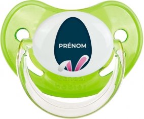 Oeuf de Pâques design-17 avec prénom : Vert classique Tétine embout physiologique