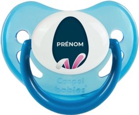 Oeuf de Pâques design-17 avec prénom : Bleue phosphorescente Tétine embout physiologique