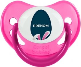 Oeuf de Pâques design-17 avec prénom : Rose phosphorescente Tétine embout physiologique