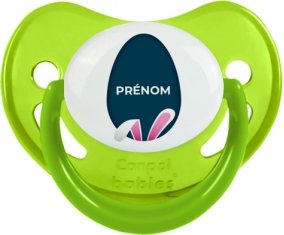 Oeuf de Pâques design-17 avec prénom : Vert phosphorescente Tétine embout physiologique
