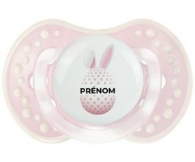 Oeuf de Pâques design-18 avec prénom : Retro-rose-tendre classique Tétine embout Lovi Dynamic