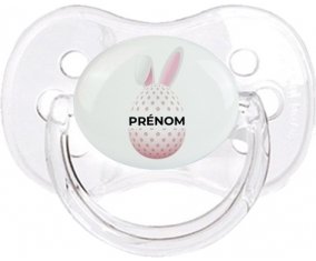 Oeuf de Pâques design-18 avec prénom : Transparent classique Tétine embout cerise