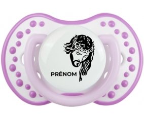 Jesus Christ design-1 avec prénom : Blanc-mauve classique Tétine embout Lovi Dynamic