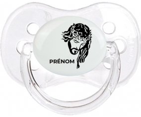 Jesus Christ design-1 avec prénom : Transparent classique Tétine embout cerise