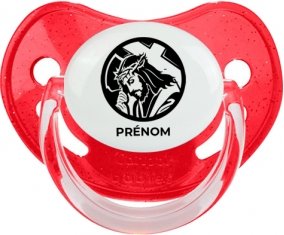 Jesus Christ design-2 avec prénom : Rouge à paillette Tétine embout physiologique