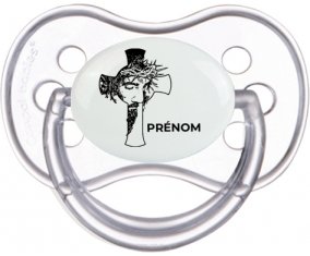 Jesus Christ design-3 avec prénom : Transparente classique Tétine embout anatomique