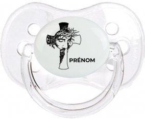 Jesus Christ design-3 avec prénom : Transparent classique Tétine embout cerise