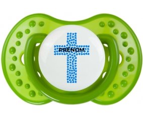 Croix christ bleue avec prénom : Sucette LOVI Dynamic personnalisée