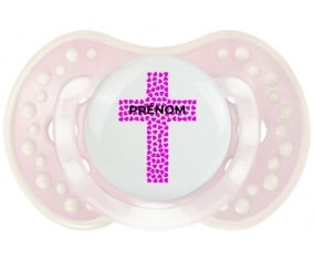 Croix christ rose avec prénom : Retro-rose-tendre classique Tétine embout Lovi Dynamic