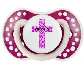 Croix christ rose avec prénom : Fuchsia phosphorescente Tétine embout Lovi Dynamic