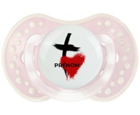 Croix + cœur avec prénom : Retro-rose-tendre classique Tétine embout Lovi Dynamic