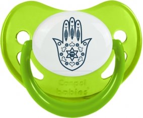 Judaisme : Khamsa Main de fatman : Vert phosphorescente Tétine embout physiologique