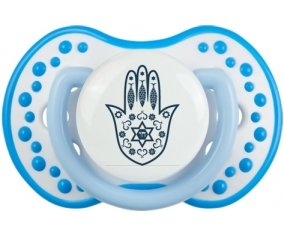 Judaisme : Khamsa Main de fatman : Blanc-bleu phosphorescente Tétine embout Lovi Dynamic