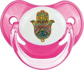 Judaisme : Khamsa mauvais œil : Rose classique Tétine embout physiologique