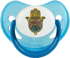 Judaisme : Khamsa mauvais œil : Bleue phosphorescente Tétine embout physiologique