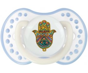 Judaisme : Khamsa mauvais œil : Blanc-cyan classique Tétine embout Lovi Dynamic