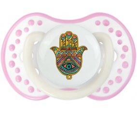 Judaisme : Khamsa mauvais œil : Blanc-rose phosphorescente Tétine embout Lovi Dynamic