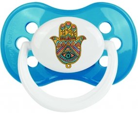Judaisme : Khamsa mauvais œil : Cyan classique Tétine embout anatomique