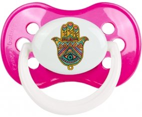 Judaisme : Khamsa mauvais œil : Rose foncé classique Tétine embout anatomique