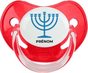 Judaisme : Menorah : Rouge à paillette Tétine embout physiologique
